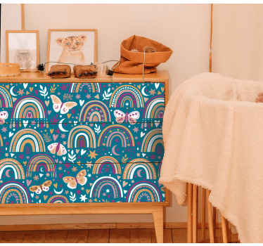 Pattern with boho butterflies furniture sticker - TenStickers