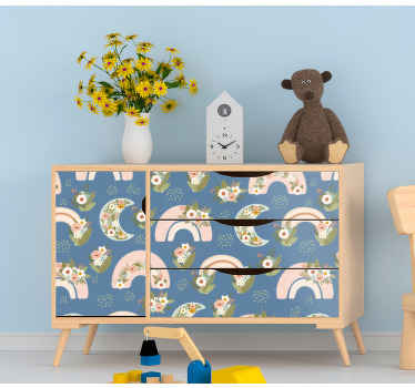 Spring rainbow and flower furniture decal - TenStickers