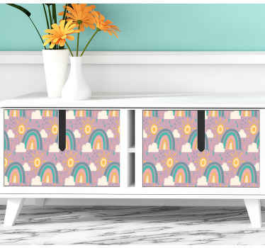 태양과 무지개 가구 스티커 패턴 - TenStickers