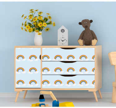Klebefolie Möbel Bunter schöner regenbogen und wolken - TenStickers