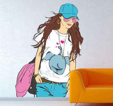 Casual and Chic Lady Wall Sticker - TenStickers