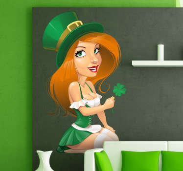 St Patrick Cartoon Girl - TenStickers