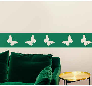 Cenefa adhesiva Fondo sólido con mariposas - TenVinilo