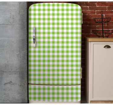 녹색 체크 격자 무늬 디자인 냉장고 스티커 - TenStickers