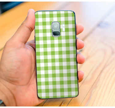 녹색 체크 격자 무늬 디자인 삼성 스티커 - TenStickers