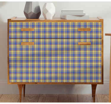 Blue check tartar pattern furniture decal - TenStickers