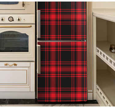 Menzies tartan black red pattern fridge decal - TenStickers