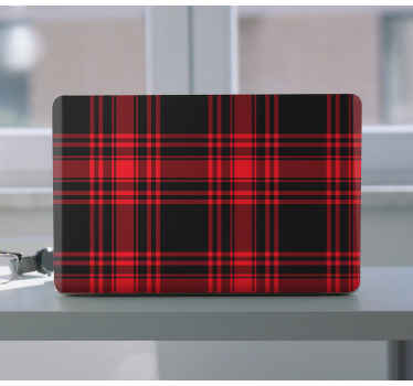 Menzies tartan svart rød rutemønster laptop sticker - Tenstickers