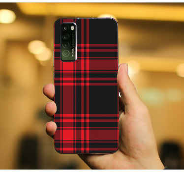 Menzies tartan black red check Huawei decal - TenStickers