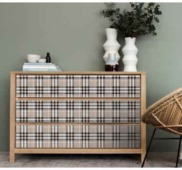 Tradicinis škotų pilkos spalvos tartano baldų lipdukas - „Tenstickers“