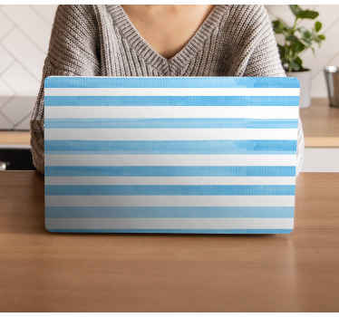 흰색과 파란색 질감의 체크 노트북 스킨 - TenStickers