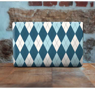 다이아몬드 체크 블루 패턴 노트북 스킨 - TenStickers