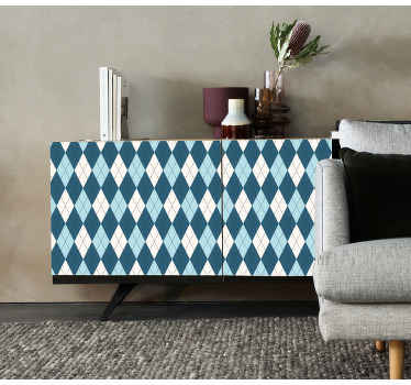 Diamond check blue pattern furniture decal - TenStickers