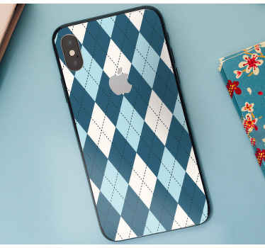 Autocollant iPhone motif losanges bleus - TenStickers