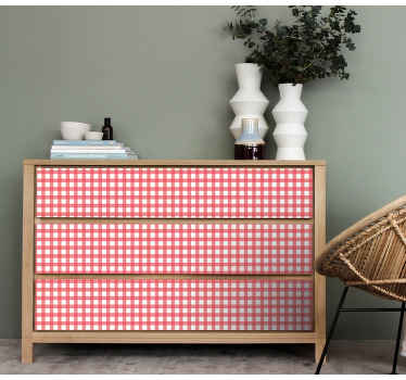 Autocolantes para móveis Decoração xadrez vermelha - TenStickers
