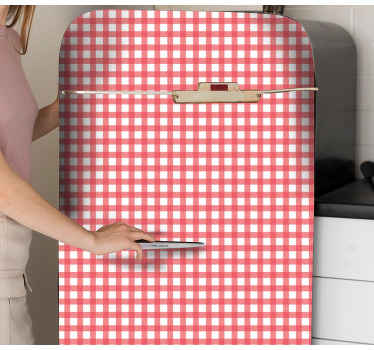 Red checked decoration fridge sticker - TenStickers