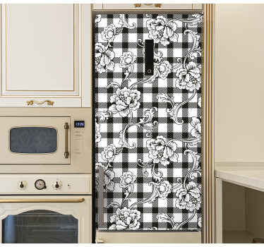 Autocolante para frigorífico Floral em padrão verificado - TenStickers