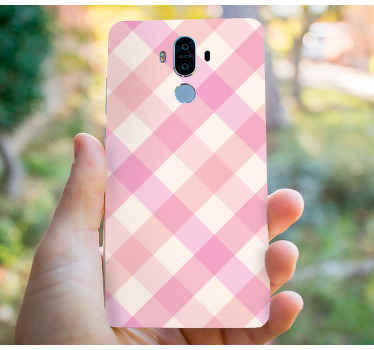 粉红色格子图案华为贴花 - TenStickers