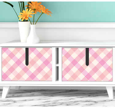 핑크 체크무늬 가구 스티커 - TenStickers