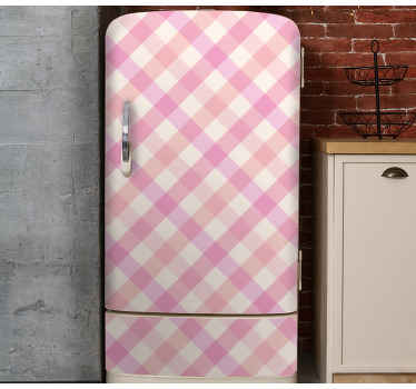 Pink checked pattern fridge decal - TenStickers