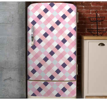 Pink checkerboard pattern fridge sticker - TenStickers