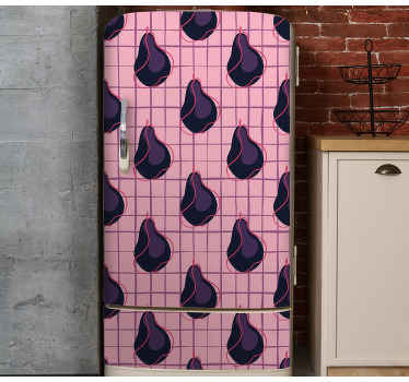 梨冷蔵庫デカールでチェック柄 - TENSTICKERS