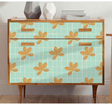 Checked pattern with flowers furniture sticker - TenStickers