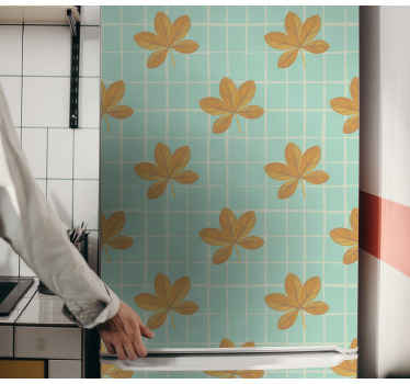 Kontrolleret mønster med blomster køleskab klistermærke - TenStickers