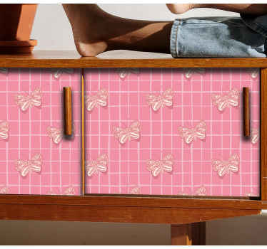 Tjek mønster med sommerfugle møbler klistermærker - TenStickers