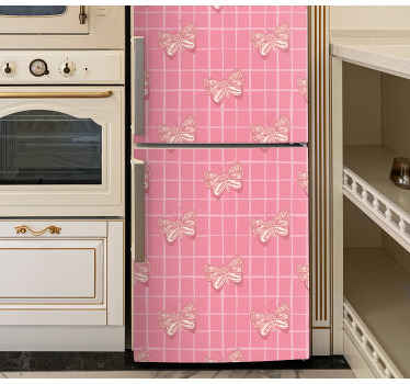 Sticker Frigo sticker à carreaux avec des papillons - TenStickers