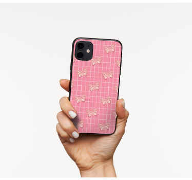 autocolante de padrão verificado com borboletas para iphone - TenStickers