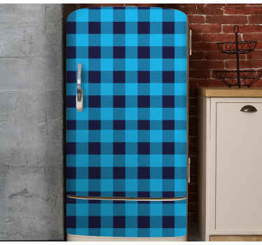 Blue tartan plaid pattern fridge sticker - TenStickers