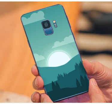 Blå skog med träd samsung dekal - Tenstickers