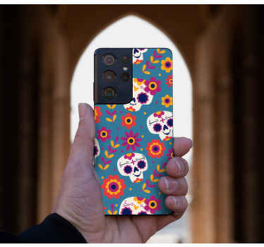 Sticker para Samsung Calaveras mexicanas de dibujos animados lind - TenVinilo