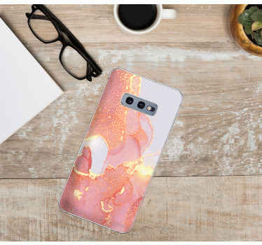 Sticker para Samsung Textura de mármol rosa y dorado - TenVinilo