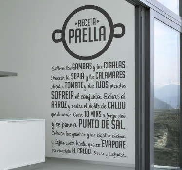 Vinilo decorativo receta paella recipe sticker - TenStickers