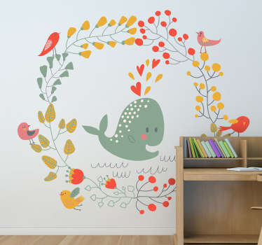 Vinilo infantil ballena y pájaros - TenVinilo