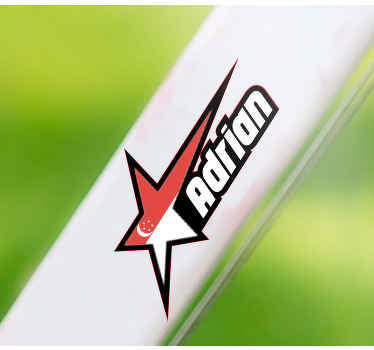 新加坡国旗和自定义名称自行车贴花 - TenStickers