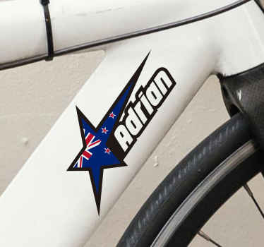 New Zealand flag and custom name bike sticker - TenStickers
