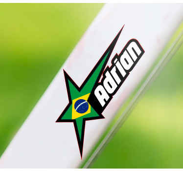 Autocolantes vinil para bicicletas Bandeira do brasil e nome pers - TenStickers