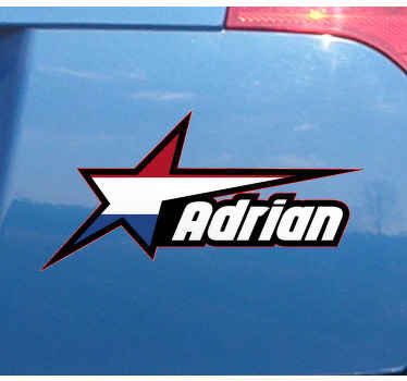 Sticker voor op auto Nederlandse vlag en aangepaste naam - TenStickers