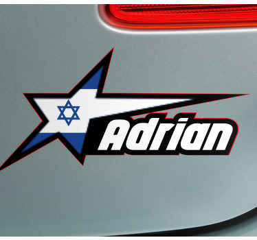 Israel flag and custom name car sticker - TenStickers