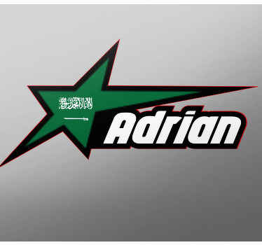 Saudi Arabia flag and custom name car sticker - TenStickers