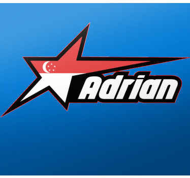 Singapore  flag and custom name car sticker - TenStickers