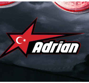 Türkiye bayrağı ve özel isim araba çıkartması - TenStickers