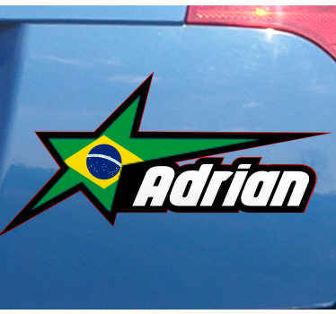 Autocolante para carros Bandeira do brasil e nome personalizado - TenStickers
