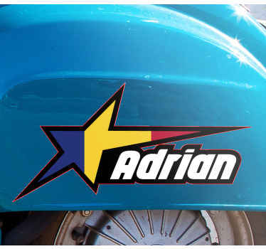 Steagul româniei și denumirea personalizată a motocicletei - TenStickers