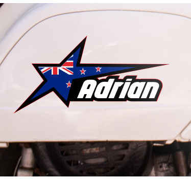 New Zealand flag and custom name  decal - TenStickers