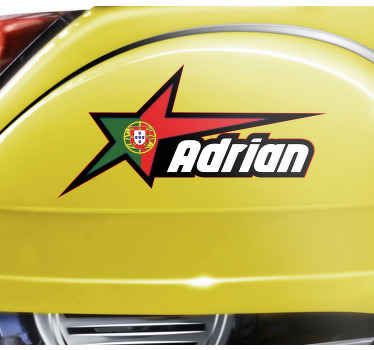 Autocolante para motas Bandeira de portugal e nome personalizado - TenStickers