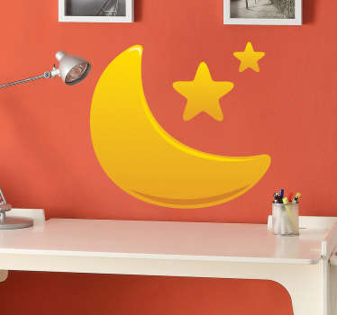 Golden moon and stars space wall sticker - TenStickers